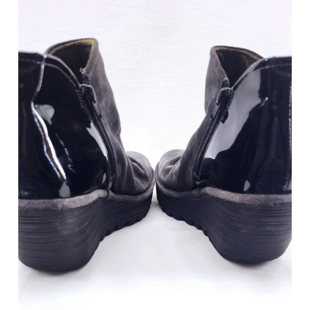 Fly London Yamy Wedge Grey Bootie - Size‎ 8